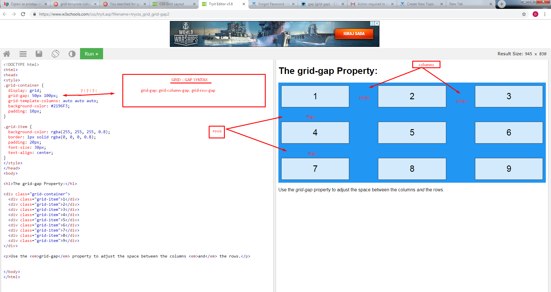 Grid Gap Syntax General W3schools Forum